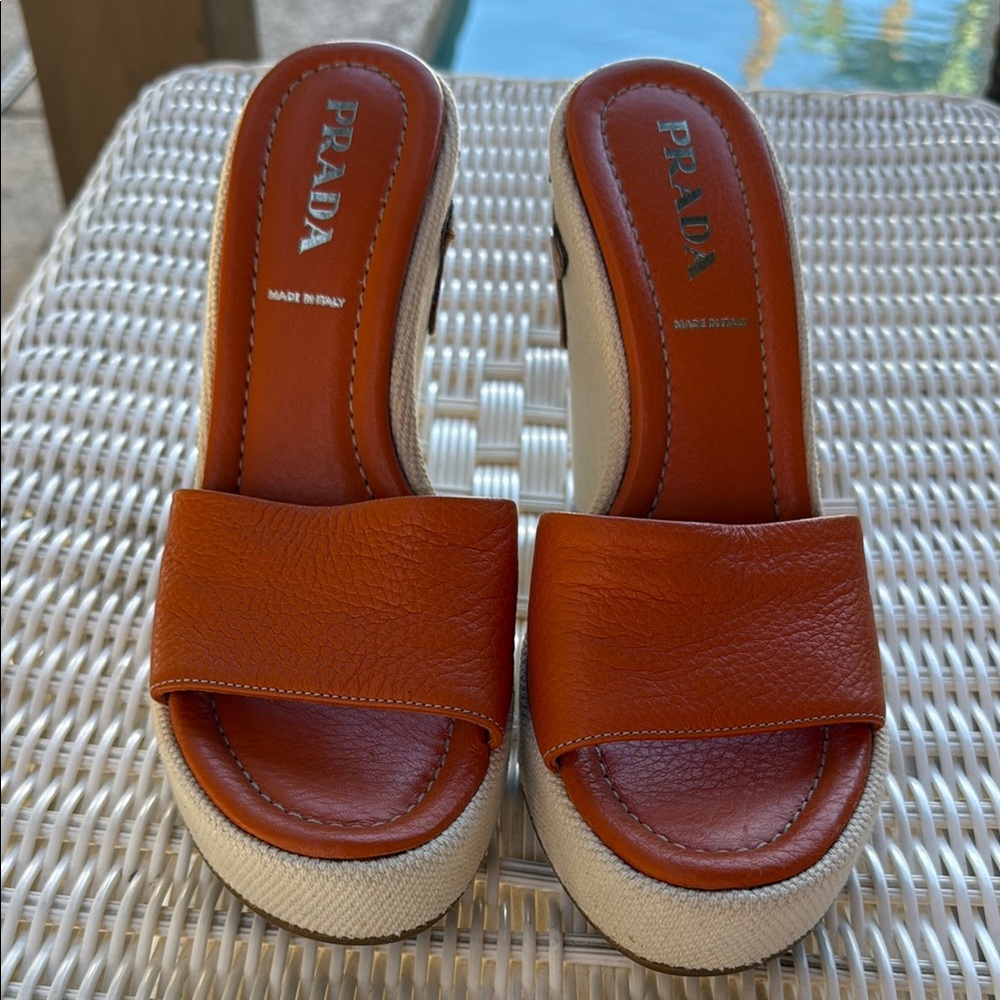 Prada Brown Leather Mules